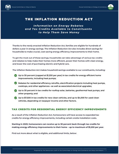 IRA Energy Rebates and Tax Credits 1