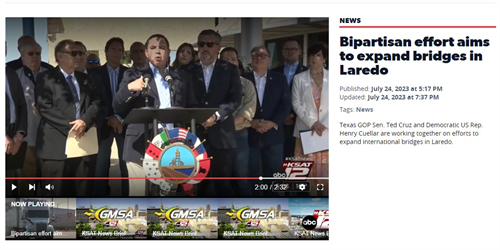 KSAT: Bipartisan effort aims to expand bridges in Laredo