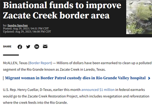 Border Report (Zacate Creek)